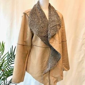 NWT dylan Chamois Embossed Faux-Suede Pile Coat